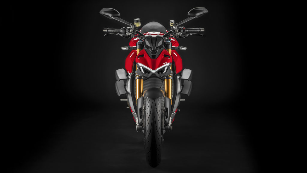 Ducati Streetfighter V4S Frontansicht mit Winglets. Höchstgeschwindigkeit?