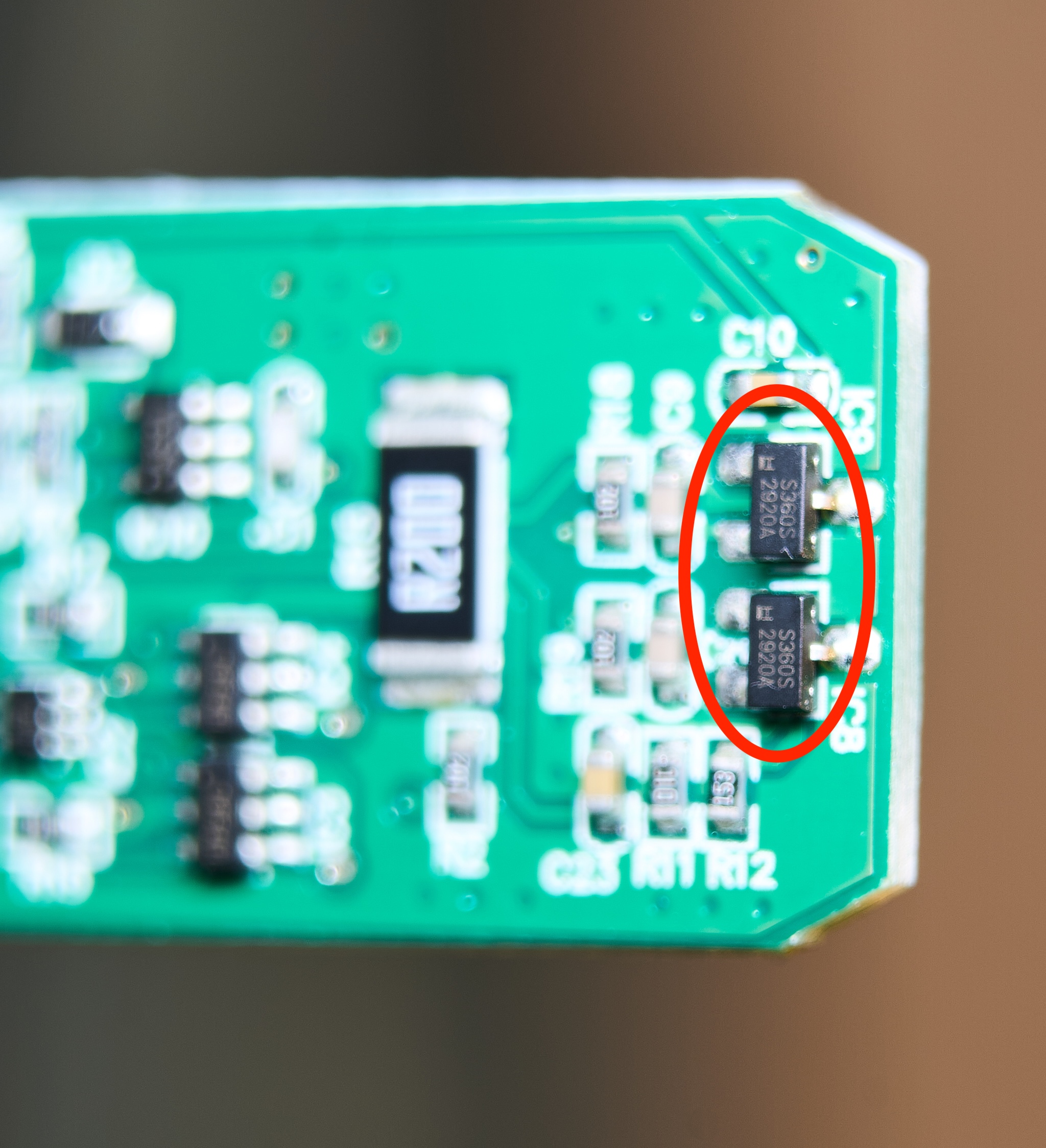 Position der Hall-Sensoren auf der Motorplatine